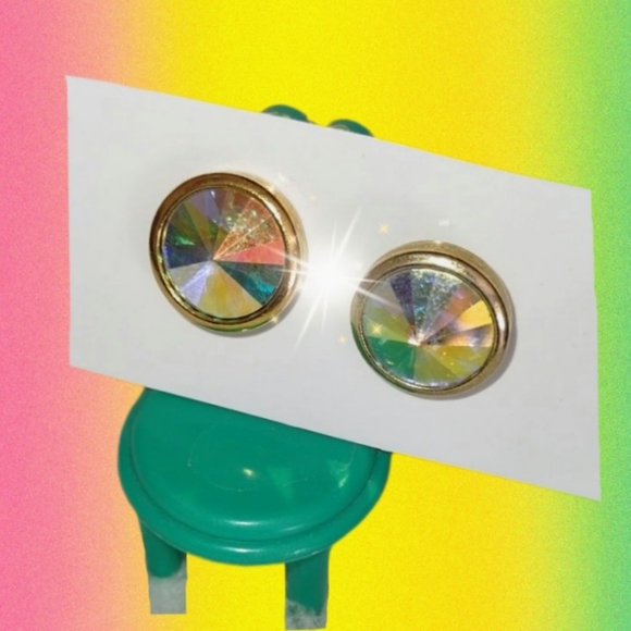 Rivoli Stone Bezel Set Stud Earrings - Picture 4 of 13